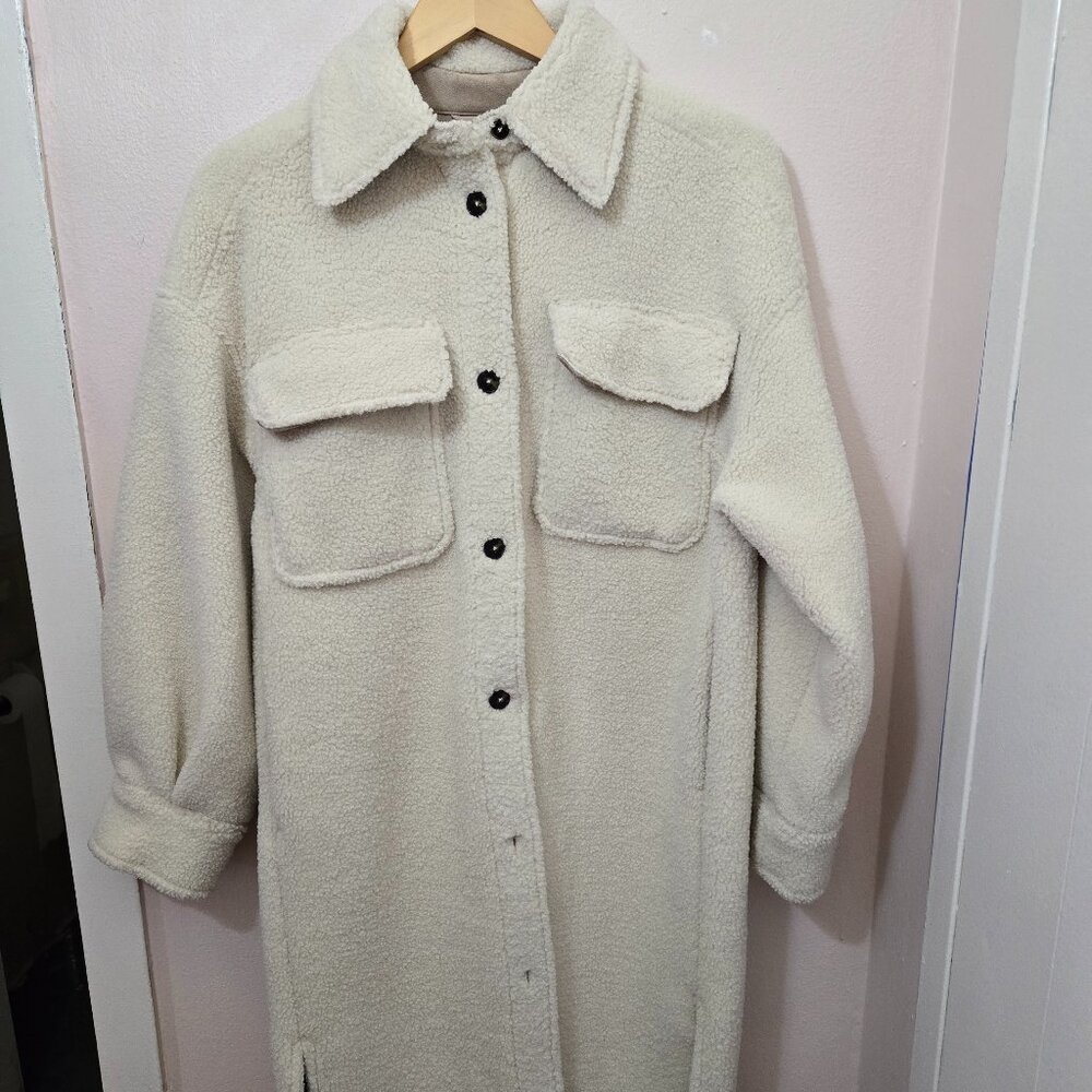 H&M Faux Shearling Long Shirt Coat